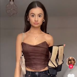 Zara tulle corset chocolate brown